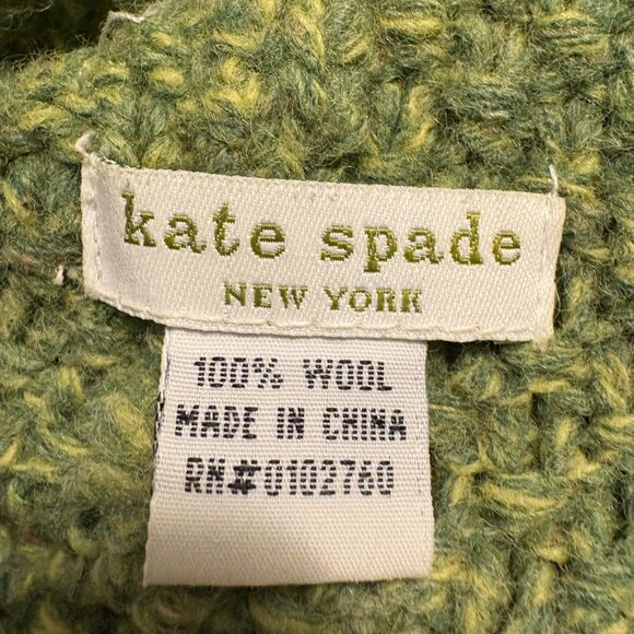 Rare Kate Spade Scarf and Mitten Set Green & Cream - Picture 4 of 5